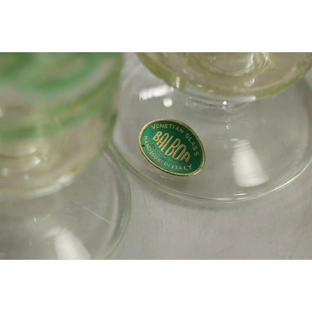 Italian 1950s Hand Blown Balboa Italian Venetian Murano Art Glass Chalices Cups- Set of 8 For Sale - Image 3 of 3