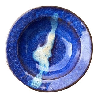 Vintage Original Studio Pottery Blue Bowl For Sale