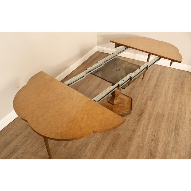 Mastercraft Hollywood Regency Burlwood Pedestal Expandable Dining Table For Sale In Philadelphia - Image 6 of 18