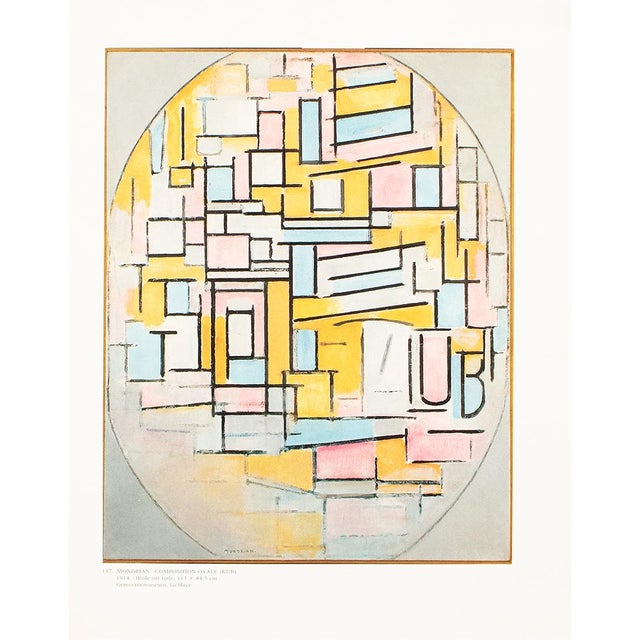 1991 After Piet Mondrian "Composition With Oval in Color Planes II ", Full-Color Parisian Print For Sale