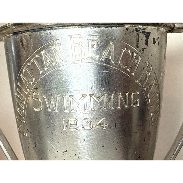 Art Deco Antique 1930's Sterling Silver & Bronze Lyle Cup Engraved Speaking Trophy Award For Sale - Image 3 of 10