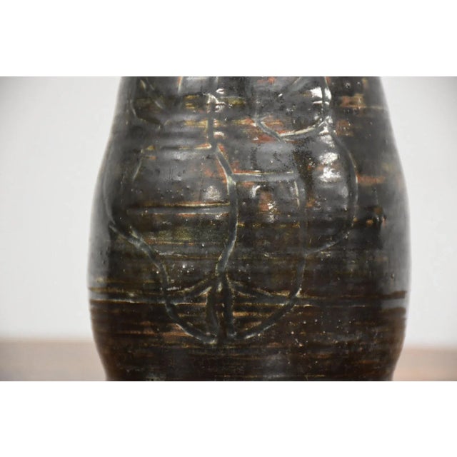 1960s Charcoal Grey Signed Vase 1961 For Sale - Image 4 of 7