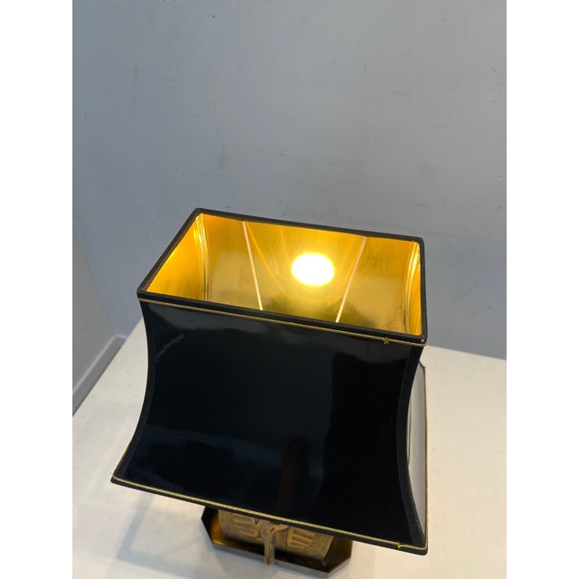 Vintage Egyptian Revival Table Lamp with Black Shade For Sale - Image 3 of 5