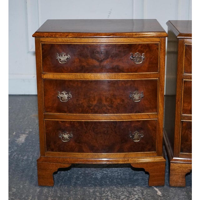 Burr Walnut Nightstands with Drawers, Set of 2 For Sale - Image 4 of 17