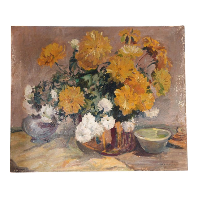 Antique Beautiful Floral Oil Painting 20th Century Florals For Sale