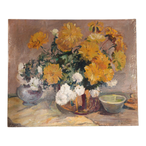 Antique Beautiful Floral Oil Painting 20th Century Florals