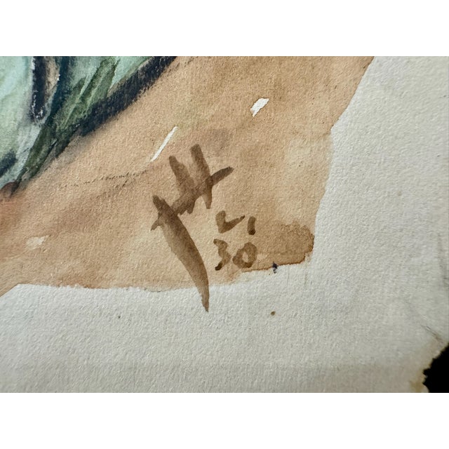 1930s Henry Emil Salloch Original Watercolor on Paper Rural Landscape Study, 1930. For Sale - Image 5 of 7