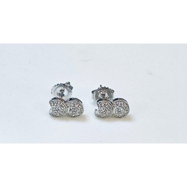 Metal 1 Carat, Cluster Stud Earrings 14 Karat White Gold Post Back, Great Value For Sale - Image 7 of 18