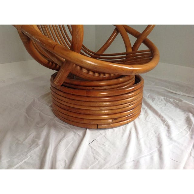 Vintage Rattan Bamboo Swivel Rocker Lounge Chair | Chairish