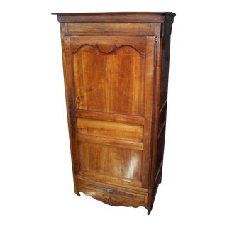 French Louis XV-XVI Walnut Bonnetiere Armoire For Sale