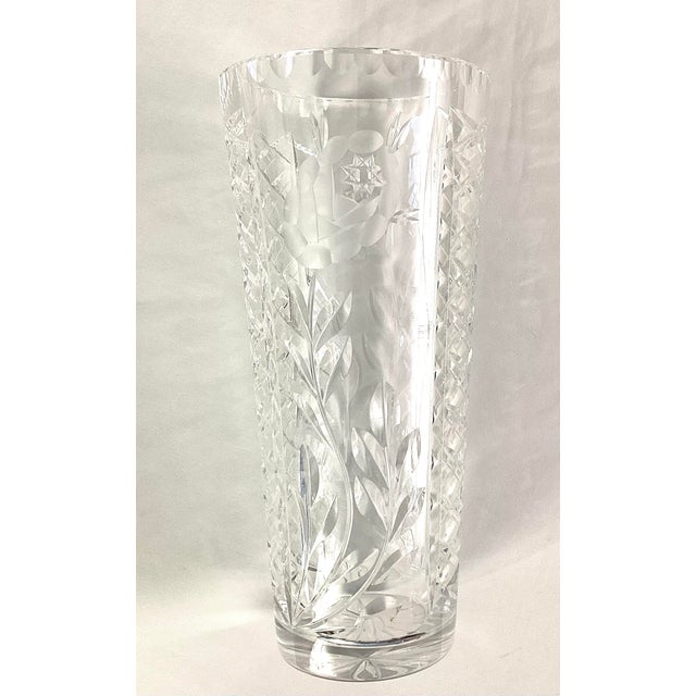 Large 1980s Contemporary Cut Glass Vase For Sale - Image 6 of 8