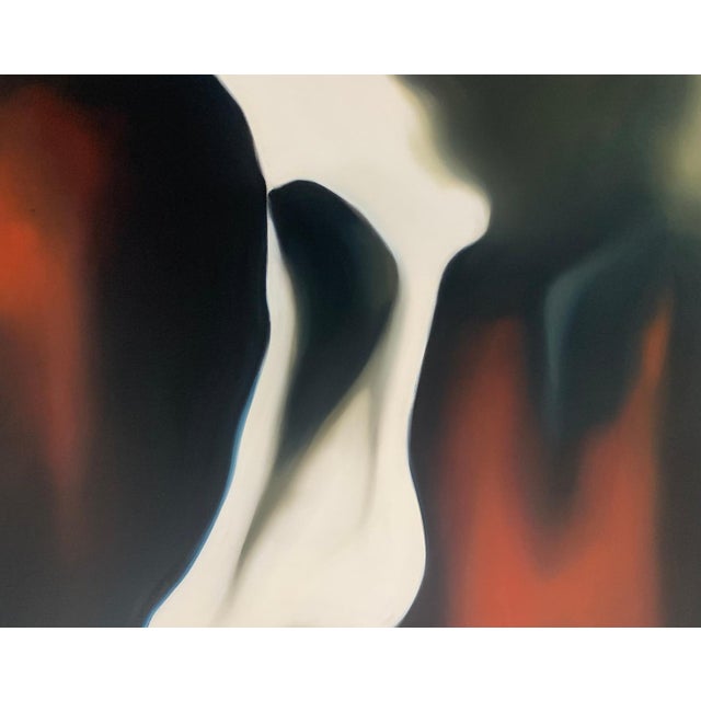 Painting may be sent rolled with the stretcher. The work is sold unframed. Photos present a visualization of a framing....