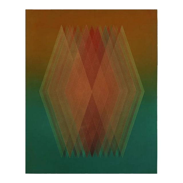 Contemporary Abstract Oil, Acrylic and Gold Particles on Wood Panel Painting "Prism (Copper Orange-Green)" by Bernadette Jiyong Frank For Sale