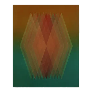 Contemporary Abstract Oil, Acrylic and Gold Particles on Wood Panel Painting "Prism (Copper Orange-Green)" by Bernadette Jiyong Frank