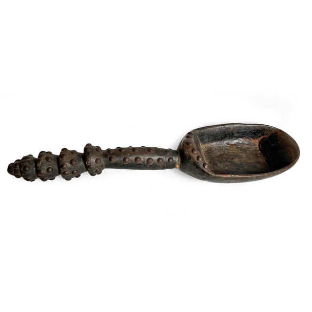 Vintage Dan Ivory Coast African Wood Spoon on Stand For Sale - Image 4 of 6