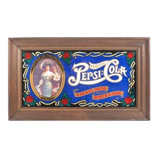 Vintage Pepsi Advertisement Sign Framed For Sale