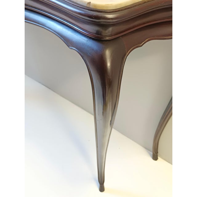 Ebonized Beech Console with Ivory Siena Marble Top attributed to Osvaldo Borsani, Italy, 1950s For Sale - Image 12 of 18
