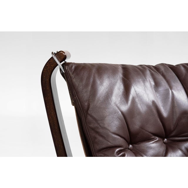 Vintage Falcon Chair in Dark Brown Leather and Plywood by Sigurd Ressell for Vatne Møbler, 1970s For Sale - Image 5 of 9