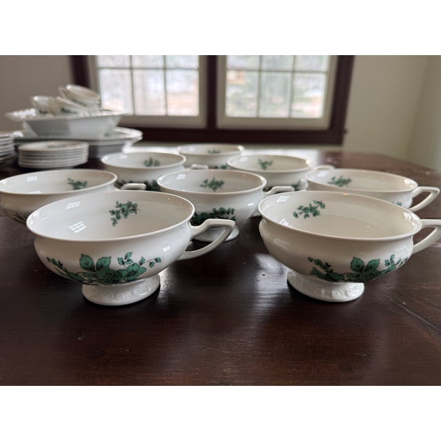 1960s Rosenthal Maria Emerald "Greenhaven" Pattern, Jackie Kennedy-Era-Traditional 111-Piece Fine Porcelain Set For Sale - Image 10 of 18