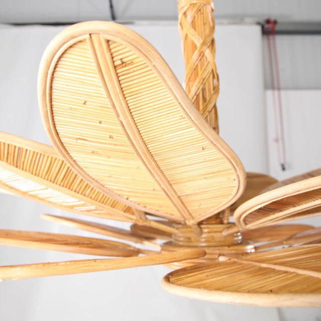Vintage Rattan Leaf Chandelier For Sale - Image 6 of 12