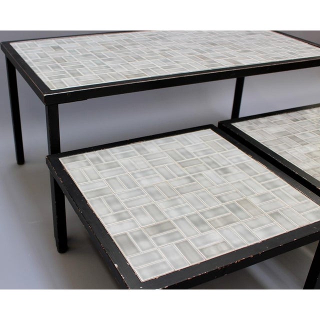 Mid-Century French Tiled Tables, 1960s, Set of 3 For Sale - Image 6 of 18