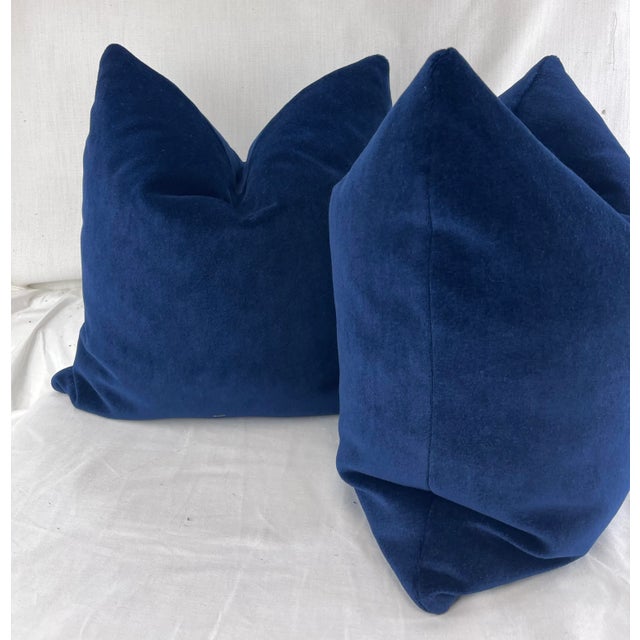 Transitional Pindler "Atlas Mohair" in Sapphire" 22" Pillows-A Pair For Sale - Image 3 of 3