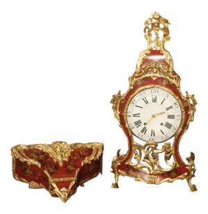18th Century French Louis XV Cartel Clock, Vernis Etienne Simon Martin