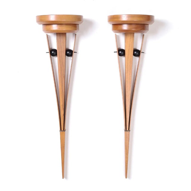 Pair of Post Modern Wood Wall Brackets For Sale - Image 9 of 9