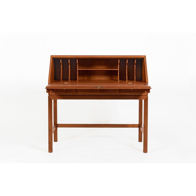 Mid-Century Modern Danish Mid-Century Modern Teak Dropdown Secretary Desk, 1960s For Sale - Image 3 of 18