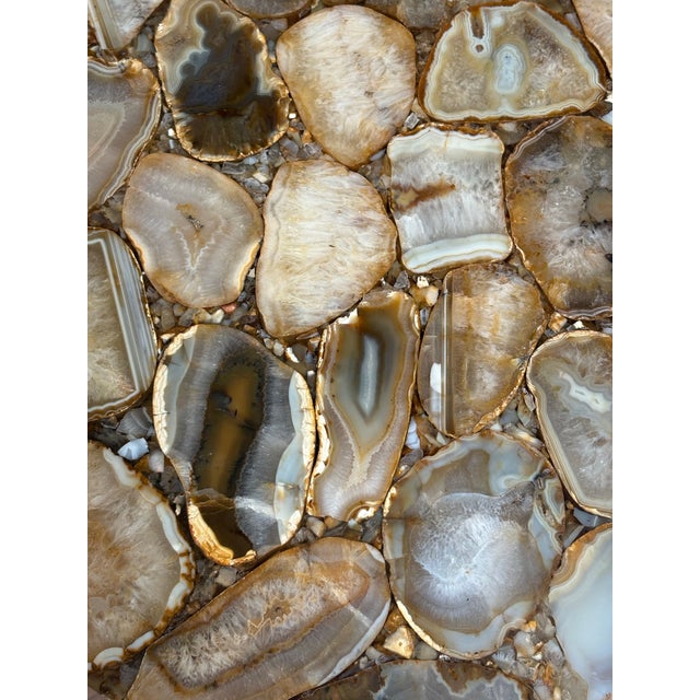Brazilian Natural Agate Inlay Round Accent Table For Sale In Sacramento - Image 6 of 9