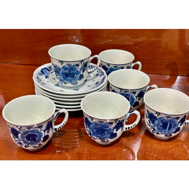 Ceramic Mid 20th Century De Koninklijke Goedewaagen Delft Blue & White Tea Service for Six - 17 pcs For Sale - Image 7 of 12