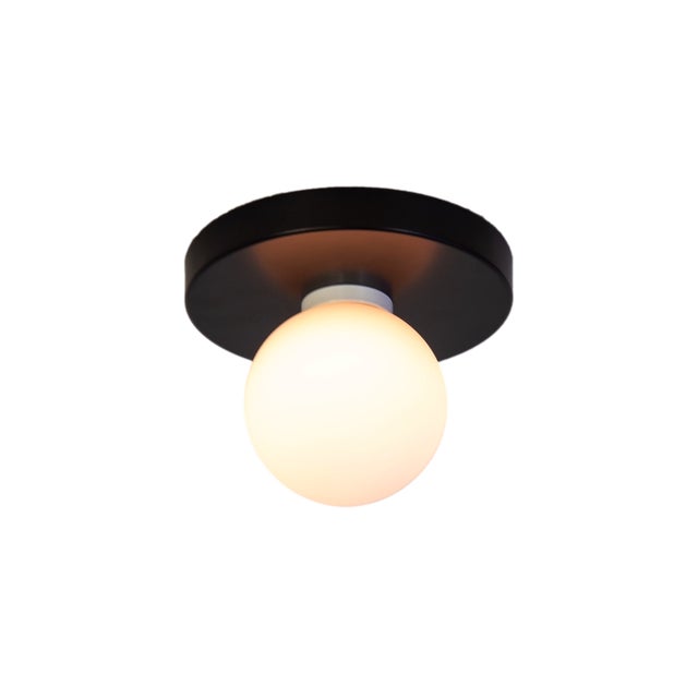 Not Yet Made - Made To Order Globe Flush Mount Black, 3 Inch Glass Globe, by Research.Lighting, Modern, Minimal For Sale - Image 5 of 6
