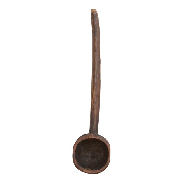 Deep Bowl Vintage Wooden Ladle For Sale
