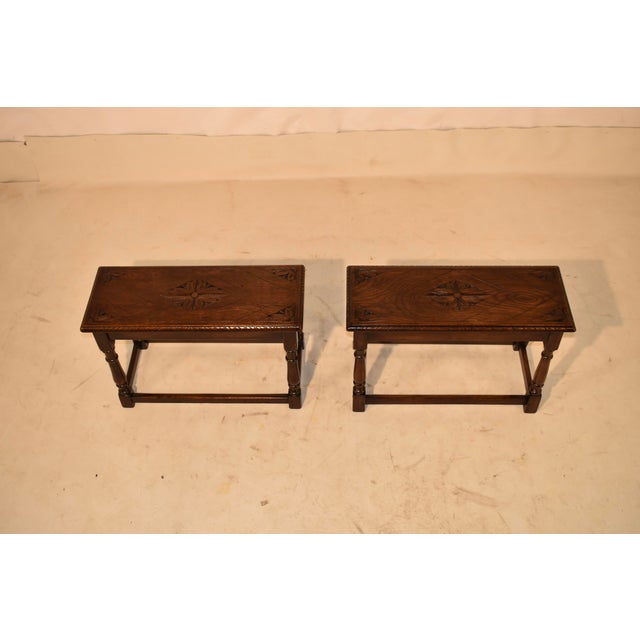 Late 19th Century Pair of Late 19th Century English Oak Carved Benches For Sale - Image 5 of 8