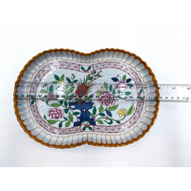 Rare Herend Hungary Hand-Painted Porcelain Footed Vine Dish - Orange Pheasant & Floral For Sale - Image 12 of 12