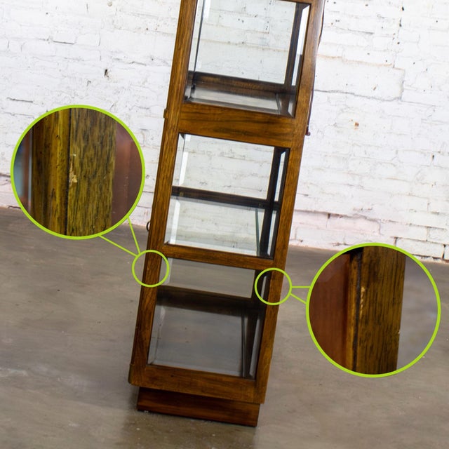 Late 20th Century Campaign Style Oak Curio Cabinet by Drexel Heritage Accolade II Collection For Sale - Image 16 of 18