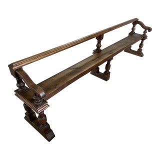 Antique French Oak Train Station Hallway Bench For Sale