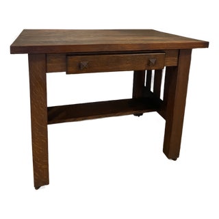 Early 20th Century Stickley Antique Mission Oak Arts & Crafts Writing Desk or Library Table No Makers Mark or Label Seen For Sale