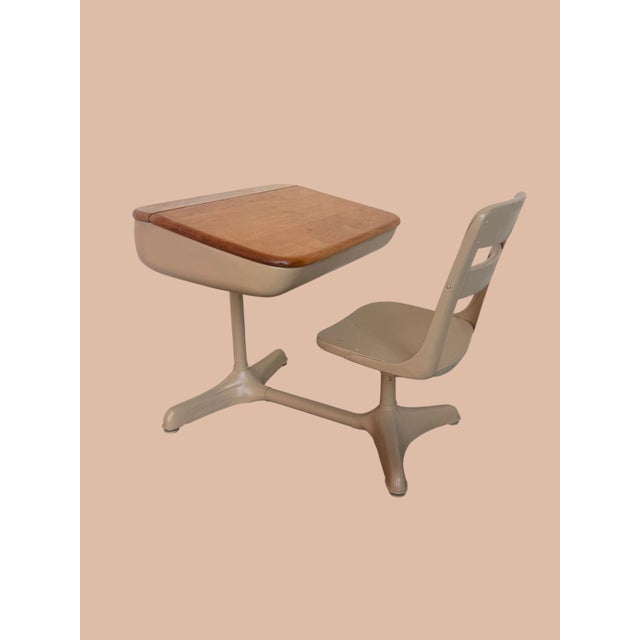 Mid-Century Modern 1940's American Seating Co. School Desk and Chair For Sale - Image 3 of 11