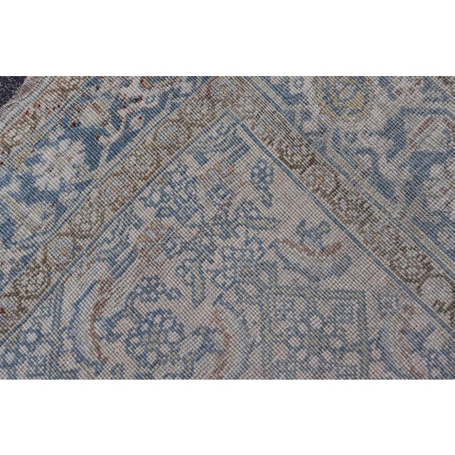 Elegant Antique Bidjar Rug With Subtle Floral Motifs and Soft Blue and Beige Palette For Sale - Image 10 of 10