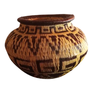 1970s Wounaan Indian Hand-Woven Classic Greek Key Panama Basket