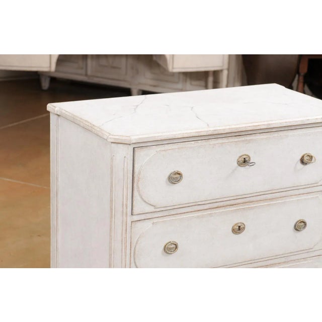 Wood Swedish Gustavian Style 19th Century Three-Drawer Chest with Marbleized Top For Sale - Image 7 of 12