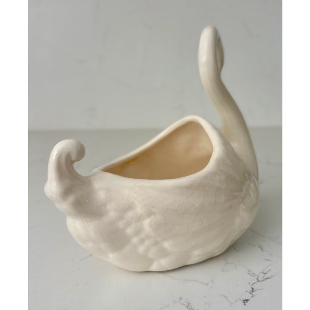 Ceramic Vintage White Ceramic Swan Vase Planter For Sale - Image 7 of 14