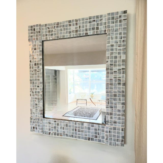 Fabulous original handcrafted mosaic tile mirror can be hung vertically or horizontally. This is a truly unique one-of-a-...