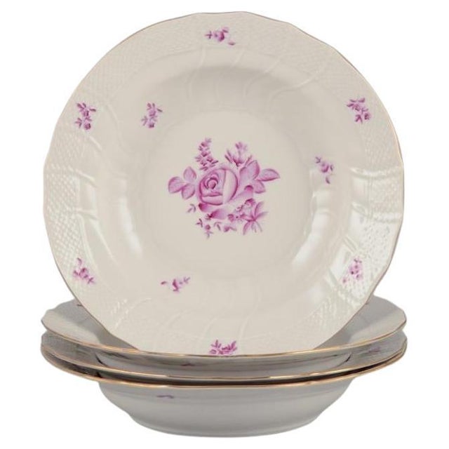 Deep Plates with Purple Floral Motifs from Herend, Hungary, Set of 4 For Sale - Image 9 of 9