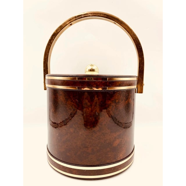 Mid-Century Modern Vintage Georges Briard "Wood Grain" Pattern Ice Bucket For Sale - Image 3 of 11