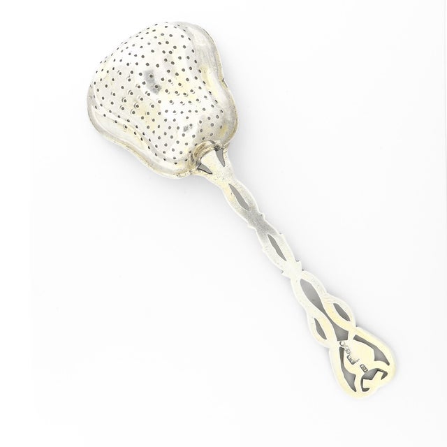 Antique Signed 19th Century Figural Russian 84 Silver Pear Shaped Tea Strainer For Sale - Image 4 of 11