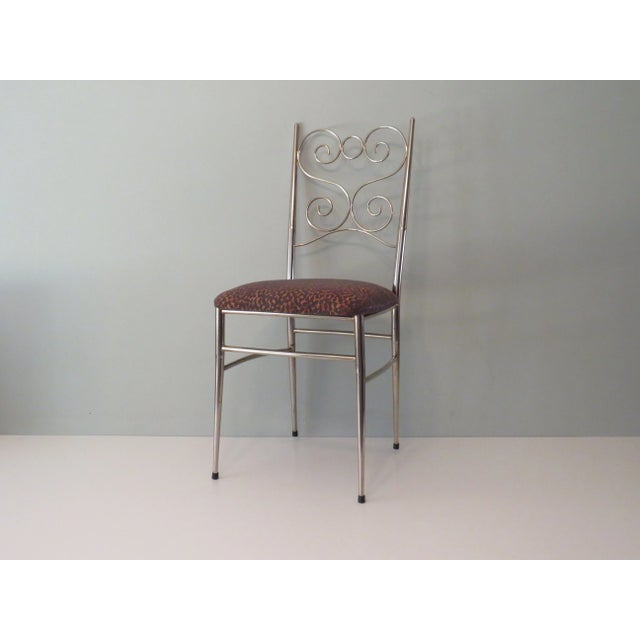 Brass Chair with New Upholstery, Italy, 1950s For Sale - Image 6 of 8