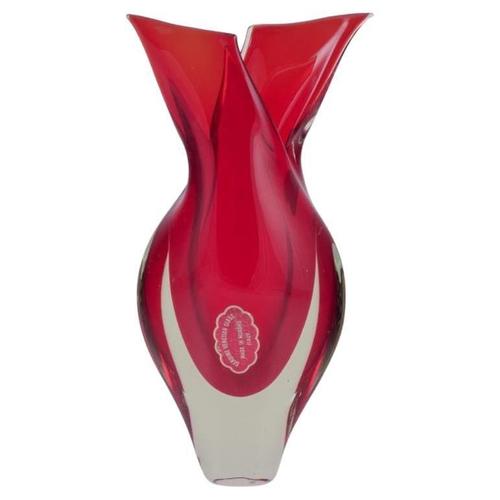 Glass Vintage Art Glass Vase in Clear and Red Glass, 1960s For Sale - Image 7 of 7