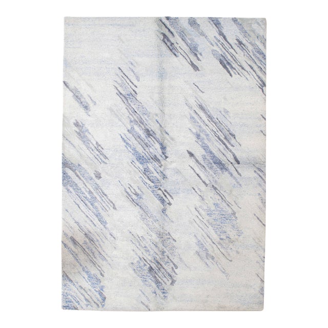 Hand-Knotted Modern Abstract Rug 5'5" X 7'10" For Sale